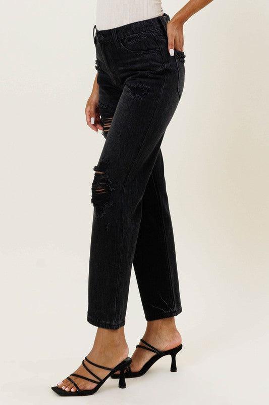 Malena High Waisted Straight Leg Jeans - Ivy Bay